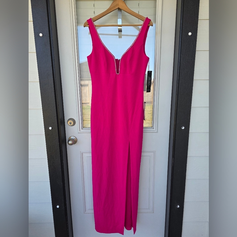 $275 Adrianna Papell Women Bead-Trim Sweetheart-Neck Sleeveless Gown Sz 12 Party - Picture 4 of 14